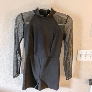 Black mesh sleeve romper